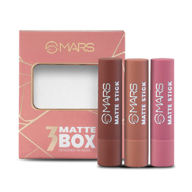 MARS Matte Box Set of 3 Lipsticks for Women (3x3.2 gm) (05-Blushed & Nudes) Matte Liquid Lip Color | Long Lasting | Non-Transfer & Waterproof Lipstick for Women (4.5 ml) (05-Chocolate Delight)